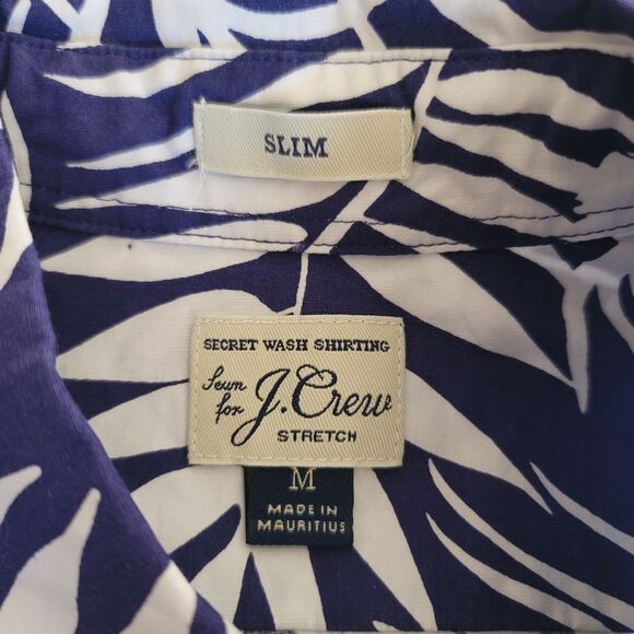 NWT J.Crew Secret Wash Slim Men's Stretch Casual Shirt Blue Botanical Size M - Picture 6 of 9